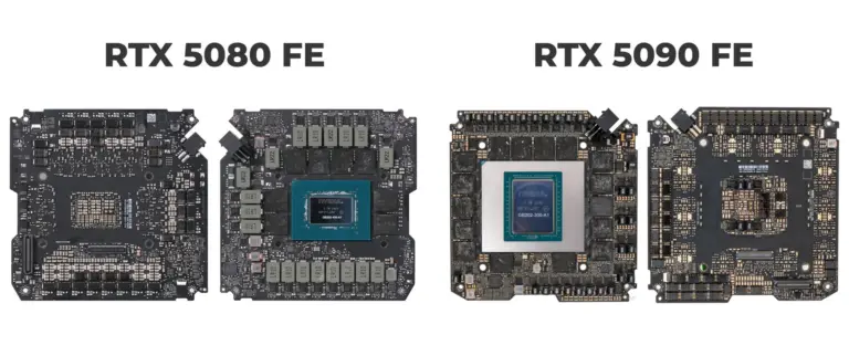 Placas de circuito de las NVIDIA RTX 5080 y RTX 5090 Founders Edition