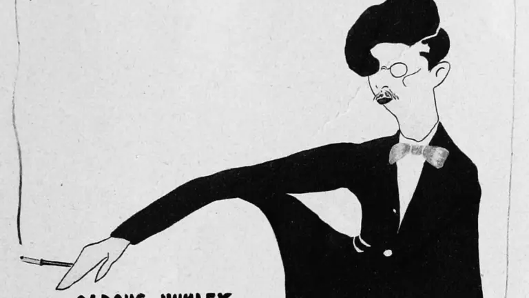 Caricatura de Aldous Huxley publicada en la revista Shadowland en 1923