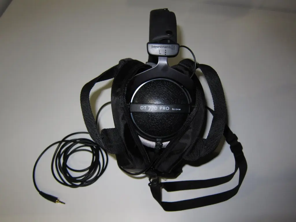 beyerdynamic DT 770 PRO 80 Ohms headphones with a HeadRoom HeadCase Headphone Bag.