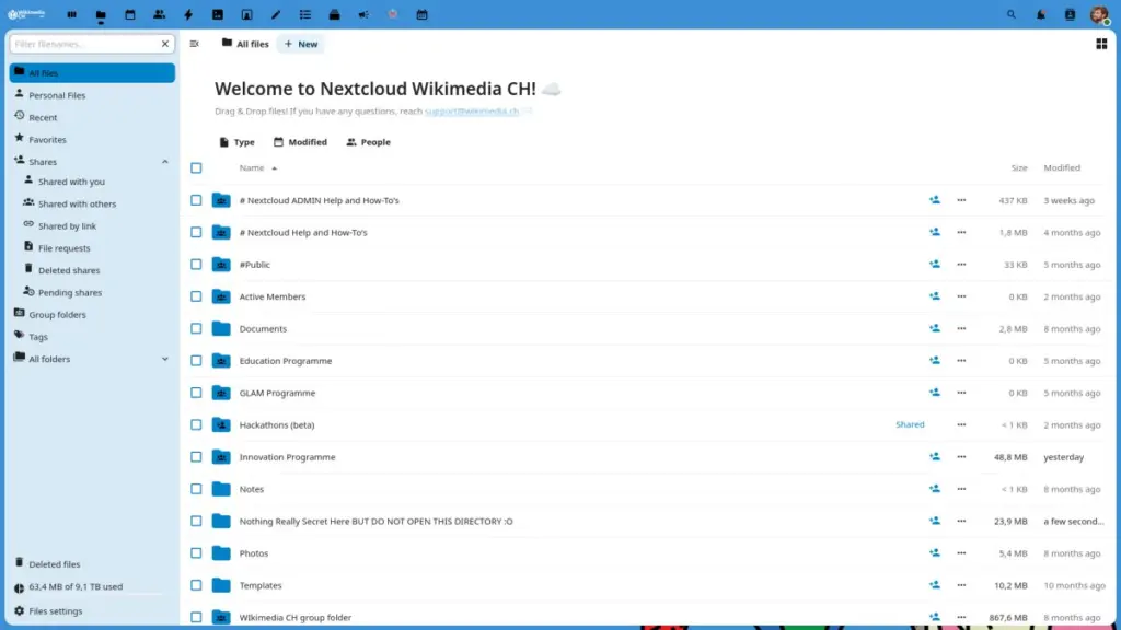 Nextcloud 30.0.13, showing Files