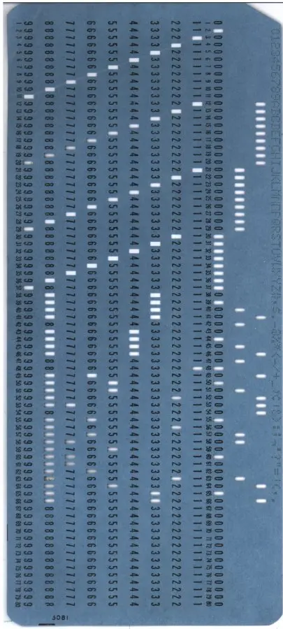 Original description: "This is the front of a blue IBM-style punch card which I was given by a Google employee