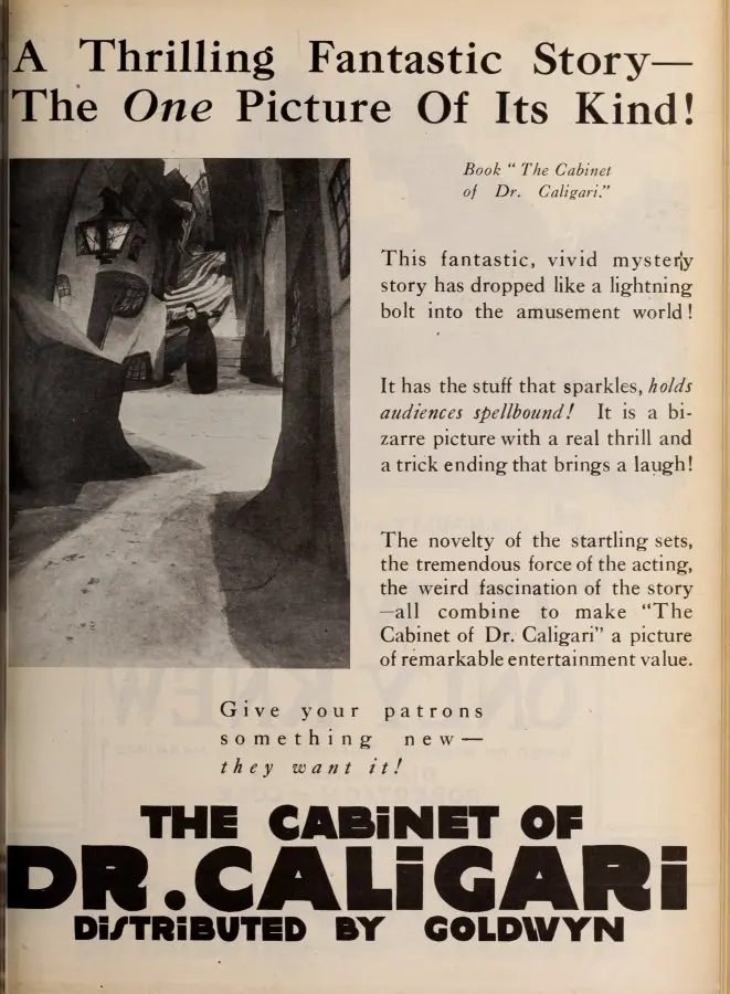 The Cabinet of Dr. Caligari Distributed by Goldwyn Motion Picture News 1921-04-23
