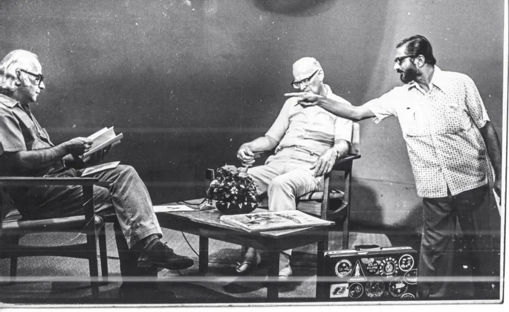 Gujarati writer Hasmukh Baradi with Arthur C Clarke and Yashpal