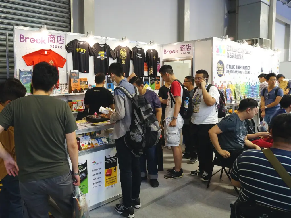 Zona de videojuego retro en una feria de Taipéi de 2019