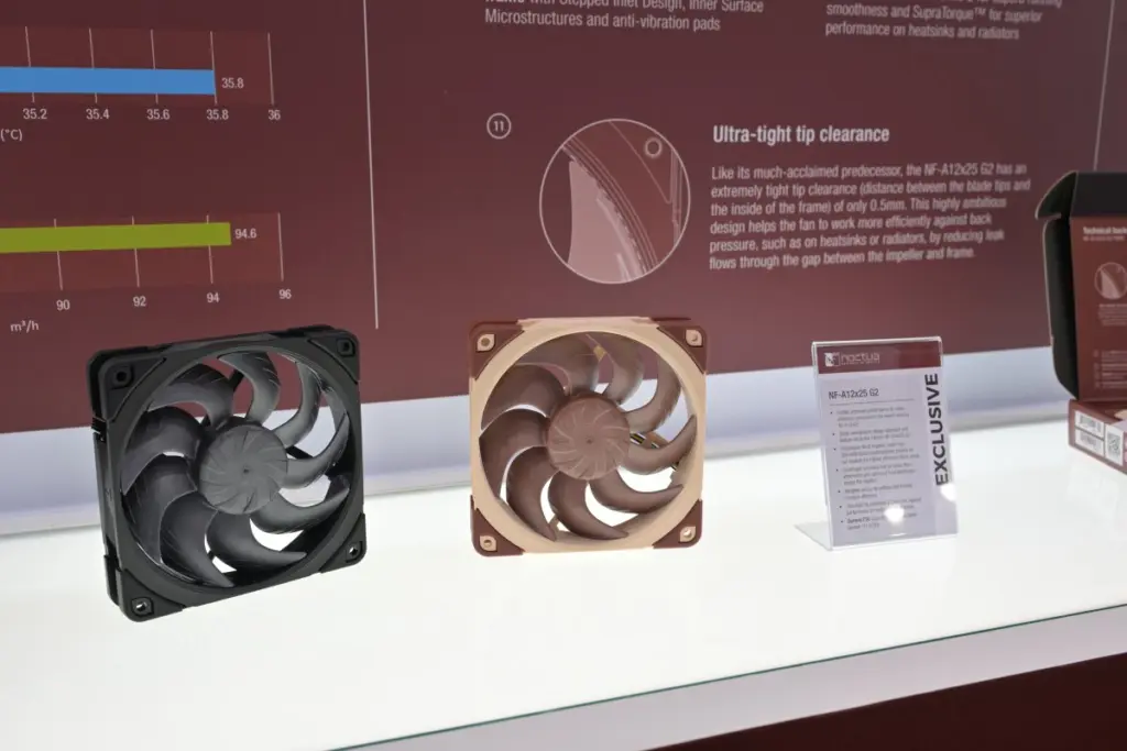 Noctua NF-A12x25 G2 fans as shown at the Noctua booth at Computex 2025