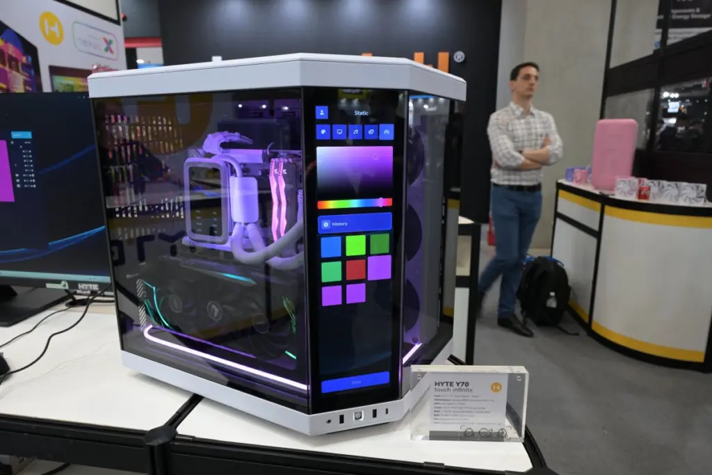 A computer built with a Hyte Y70 case at Computex 2025