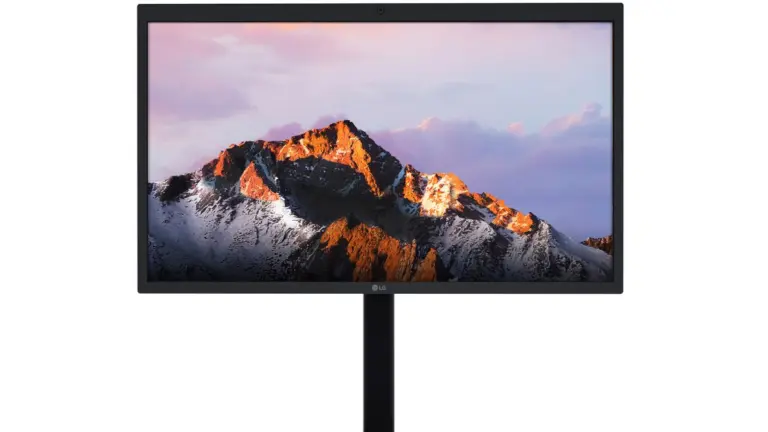 Monitor LG UltraFine 5K de 27 pulgadas sobre fondo blanco